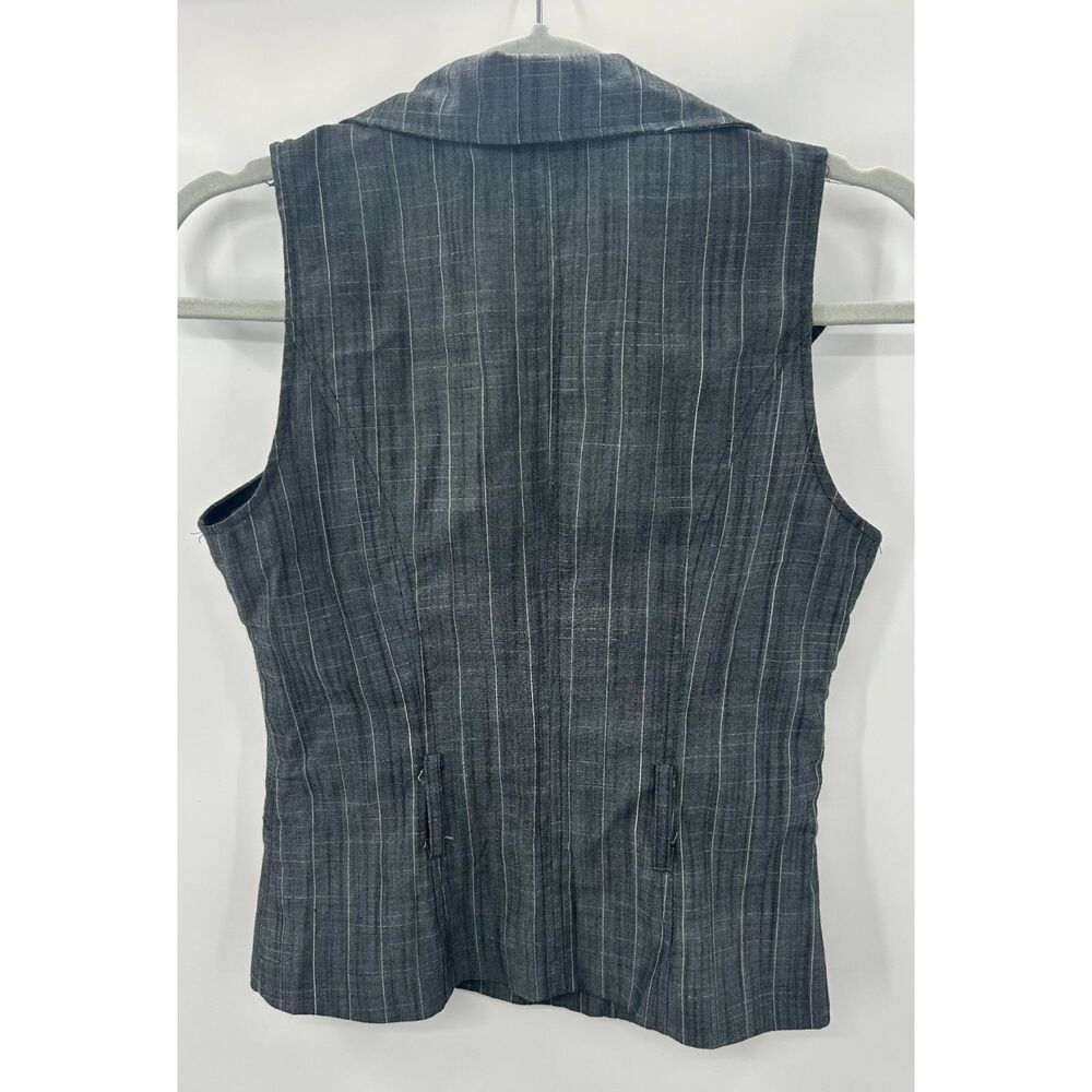 Y2K Pinstripe Gray Office Siren Women's Vest Size S Academia Striped Button - Picture 4 of 4